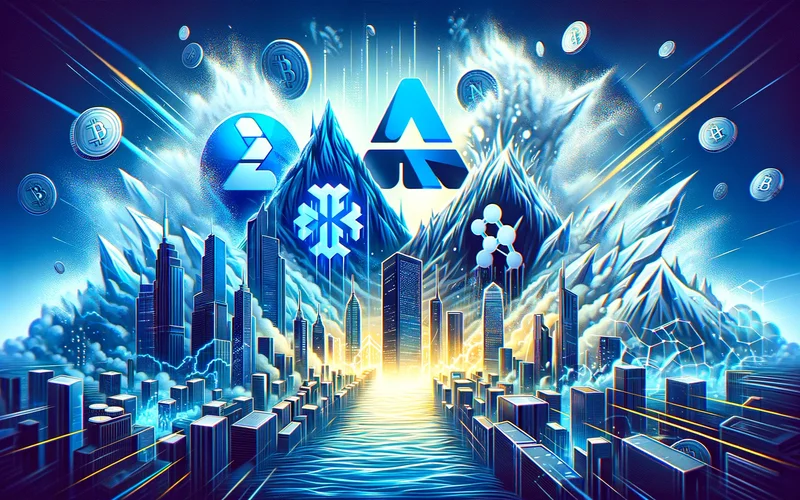 Three interconnected networks representing ANZ, Avalanche, and Chainlink collaboration for cross-chain settlement solutions.